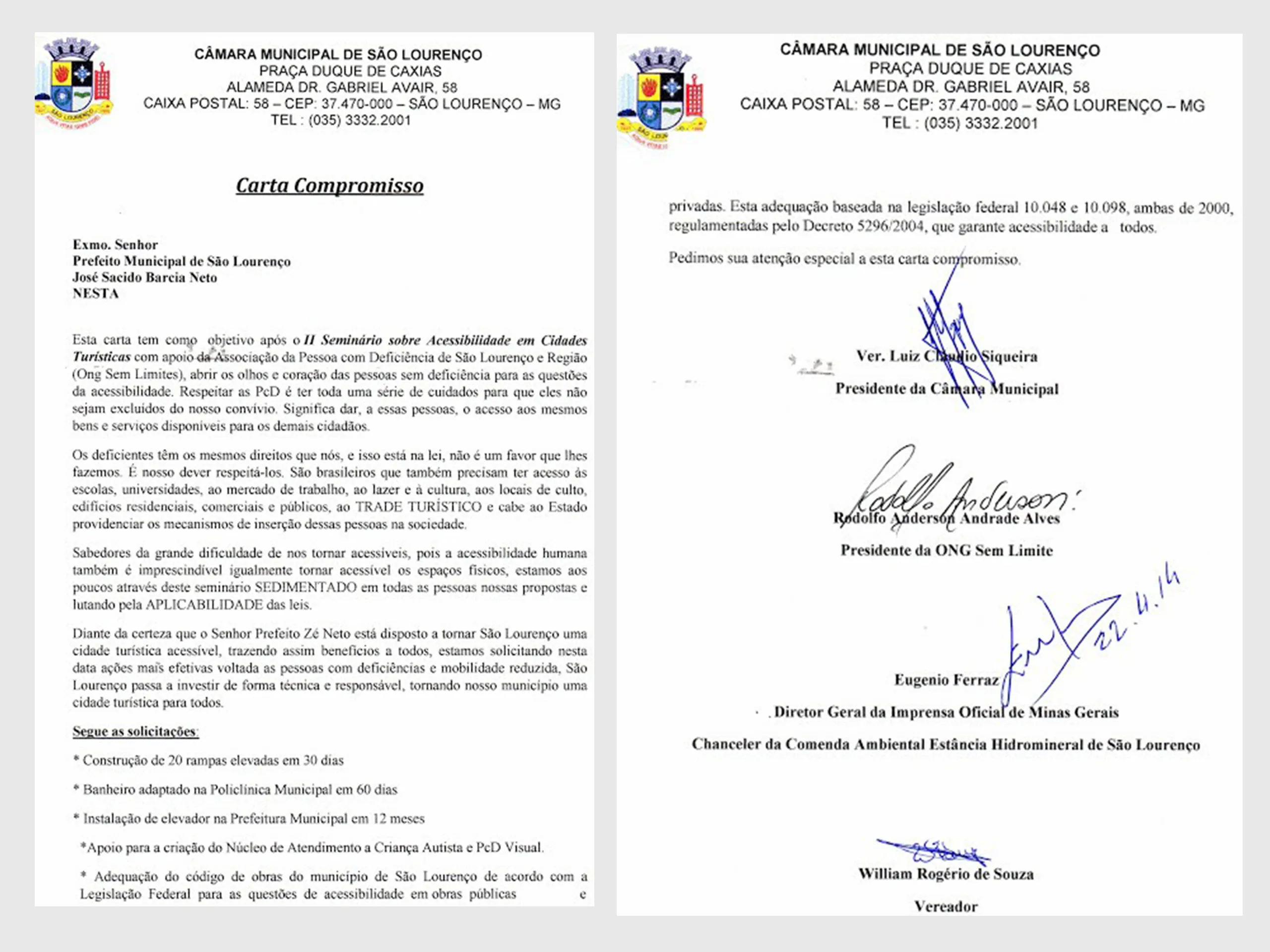 Acessibilidade em cidades turísticas – Carta Compromisso